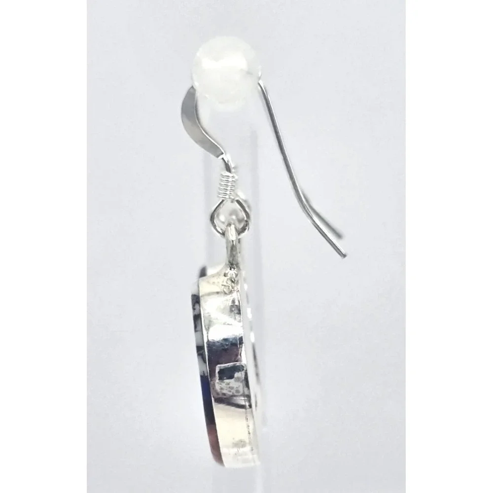 Multi-Gemstone Round Earrings Dangles‎ Sterling Silver 925 Round Signed SM NWOT